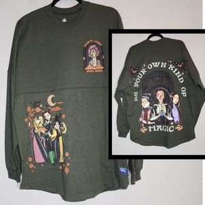 NWT Disney Spirit Jersey Hocus Pocus Green Pull Over Sweatshirt Size Large